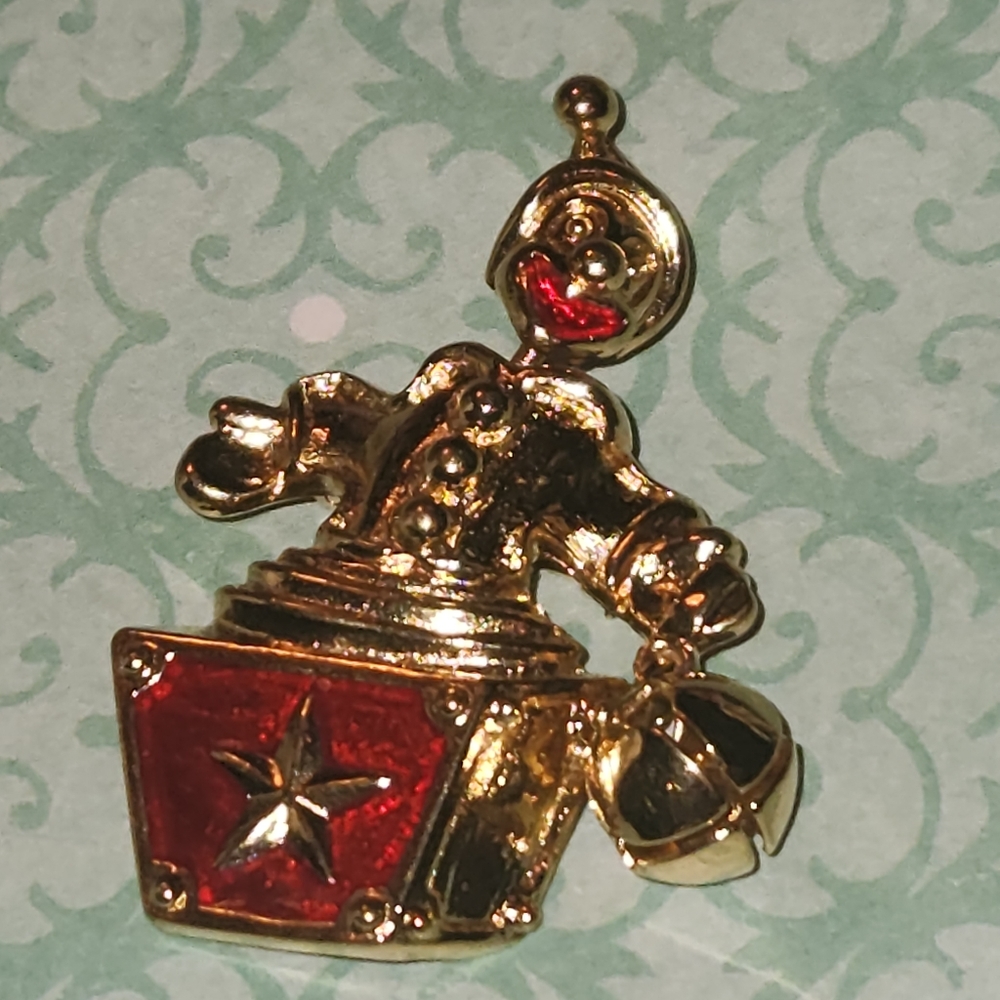 Collectible Designer Signed Trifari Trembler Jack in the Box Clown Brooch Pin